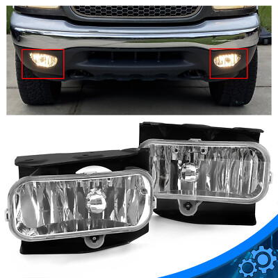 Pair Fog Lights Bumper Lamps Clear Lens Halogen For Ford F-150 F-250 1999-2004