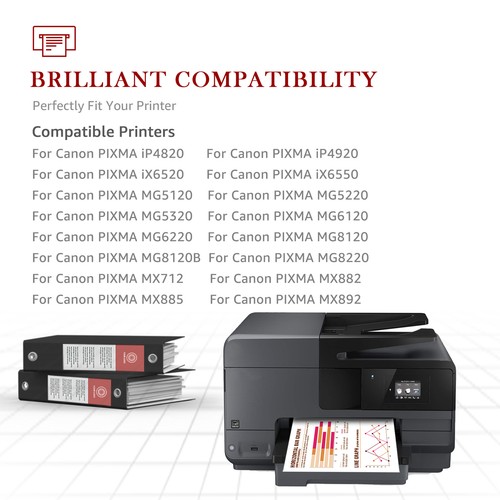 Paquete de 5 impresoras PGI-225 tinta negra para Canon Pixma MG5220 MG5320 MX892 MX712 - Imagen 2 de 6
