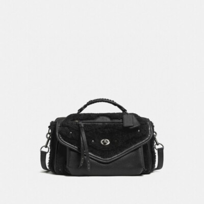 Coach 1941 Fall 2014 Black Shearling Leather Rhyder Messenger