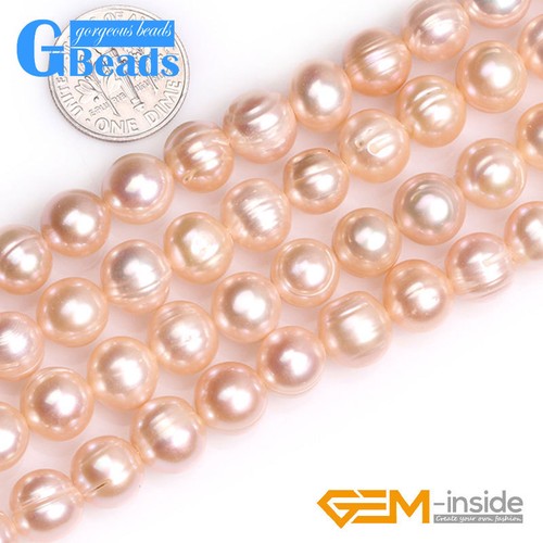Full Freshwater Pearls Beads Gemstone Round Loose Beads Pink Gray White 15" 9mm - Picture 7 of 12