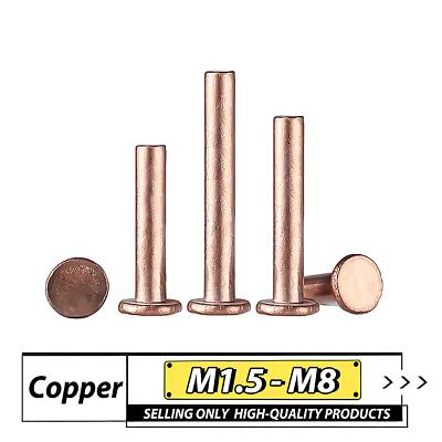 Copper Rivets Flat Head Rivet Solid M2 M2.5 M3 M4 M5 M6 M8 Threadless ...