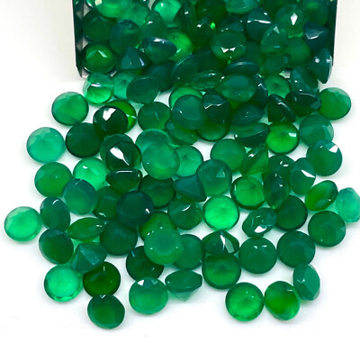 1 echter round facet green onyx ca. 5 mm grüner Onyx rund geschliffen oa6