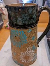 Royal Doulton and Lambeth Slaters Pottery and Pewter Pitcher Jug Antique