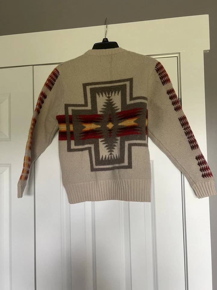 Vintage 70s PENDLETON Chief Joseph Harding Aztec Southwestern Sweater size Small - Image 4 of 4