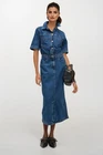 M&S Denim Midi Utility Dress Short Sleeve