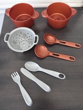 Step 2 Pretend Play Kitchen Interactive Dishes Boil Copper Pots Lot Silverware
