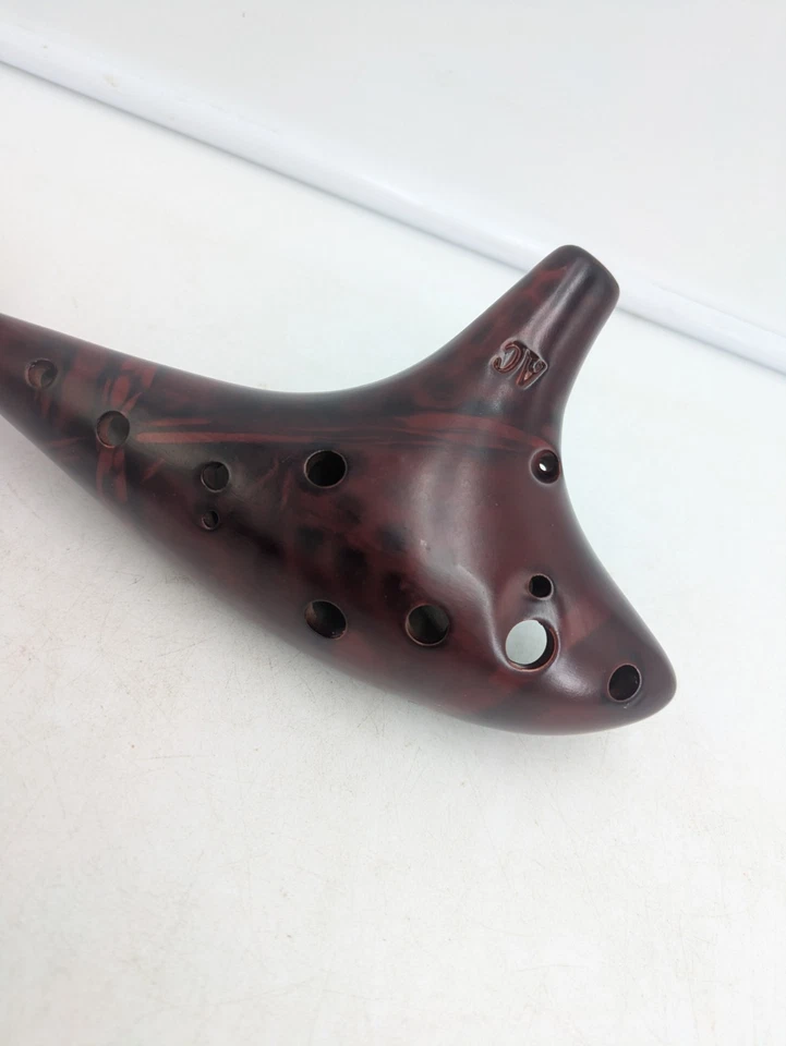 Flauta de cerámica de colección Alto C Ocarina 12 agujeros AC marrón estilo Zelda instrumento de viento Foto 4 de 4