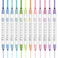 12 Pcs Aesthetic Highlighters Assorted Colors, Pastel Highlighters Set Unique...