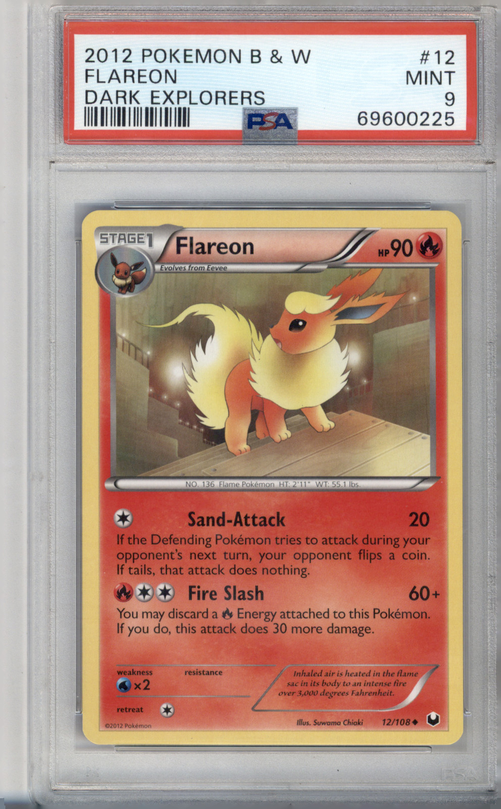 2012 POKEMON DARK EXPLORERS #12 FLAREON BLACK AND WHITE PSA 9 Pop 14!
