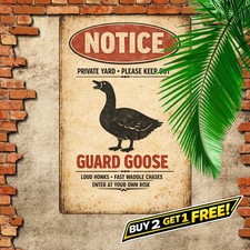 Warning Attack Goat Protected Property Tin Sign Farm Funny Security Decor