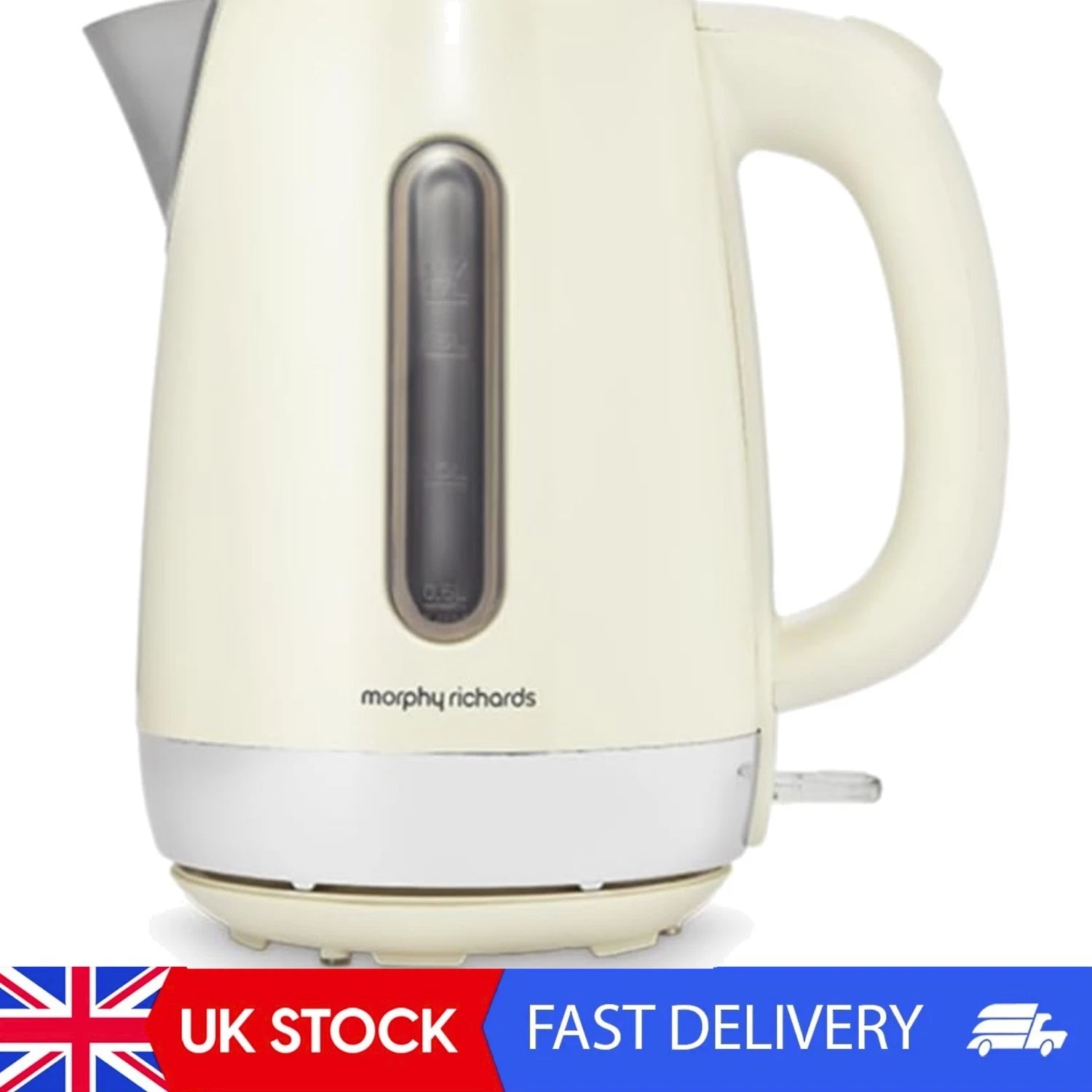 Equip 1.7L Cream Stainless Steel Kettle, Rapid Boil 3kW, Limescale Filter