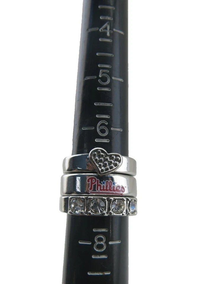 Official Game Time Philadelphia Phillies Stacked Gemstone Team 7.5" Rings - Image 2 of 4