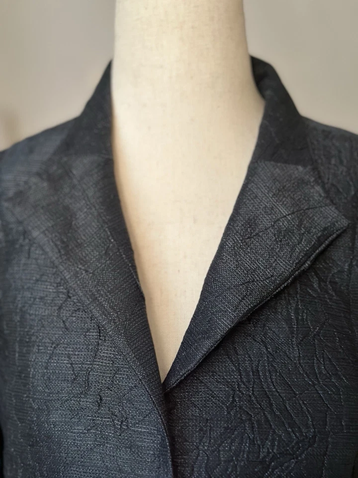 Chaqueta Blazer Helena Sorel Negra Crepé Francia Mujer’s 4 EU 38 Artística Avant Garde Foto 4 de 4