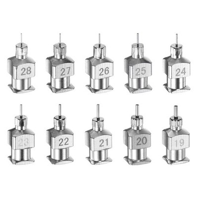 20pcs 19-28G Stainless Steel Dispensing Needle, 1/8'' Glue Needle Tube Blunt Tip