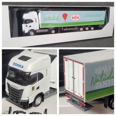 Iveco S-Way LNG Edeka + Zentis 1893 Kühlkoffer mit Heckladebordwand gefaltet