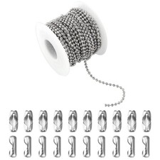 Topacket 33Feet Ball Bead Chain Stainless Steel Dog Tag Chain with Matching C...