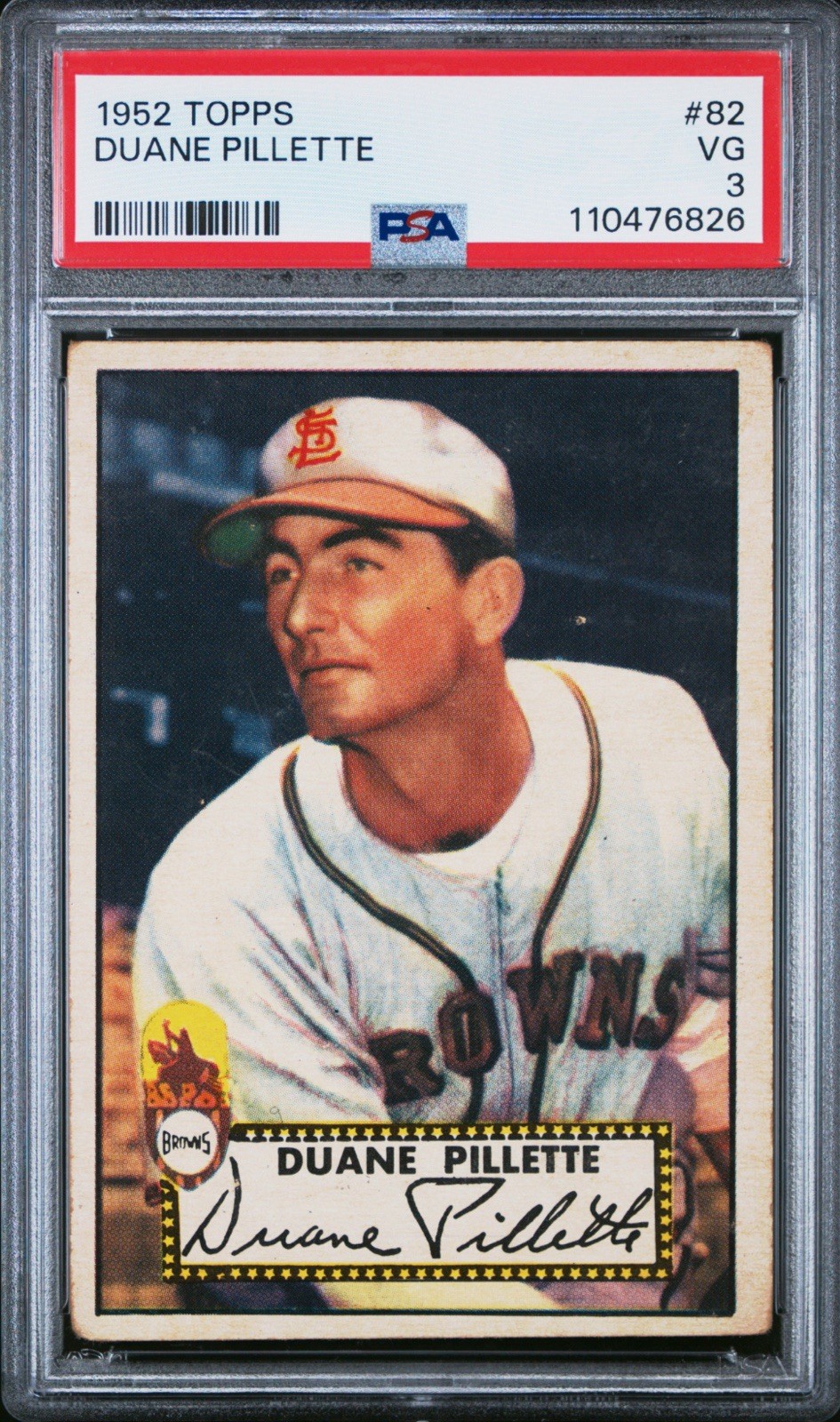 1952 Topps Duane Pillette #82 PSA 3 VG St. Louis Browns 