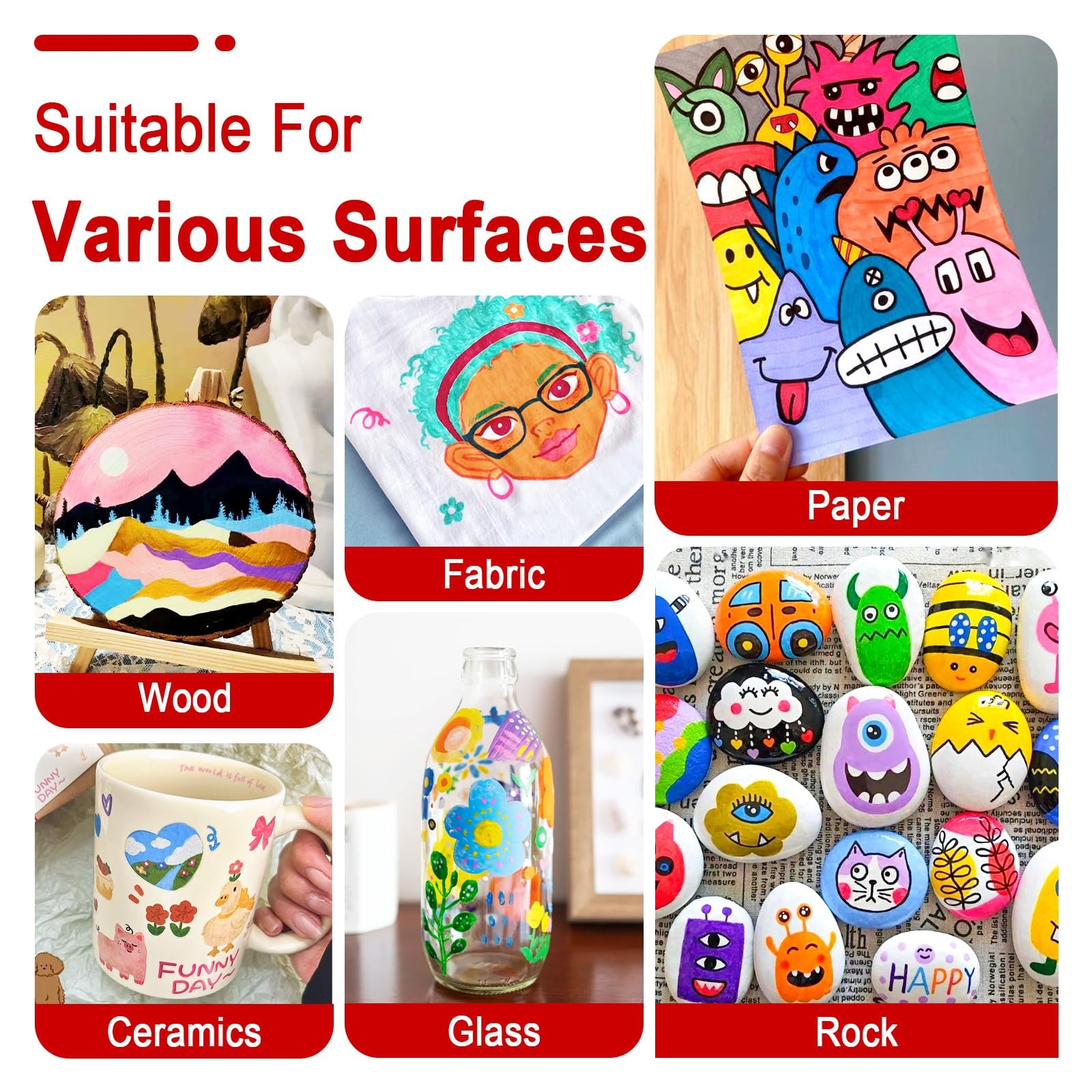 Betem Paint Markers Acrylic Paint Pens, Dual Tip 72 Colors Acrylic Markers with 