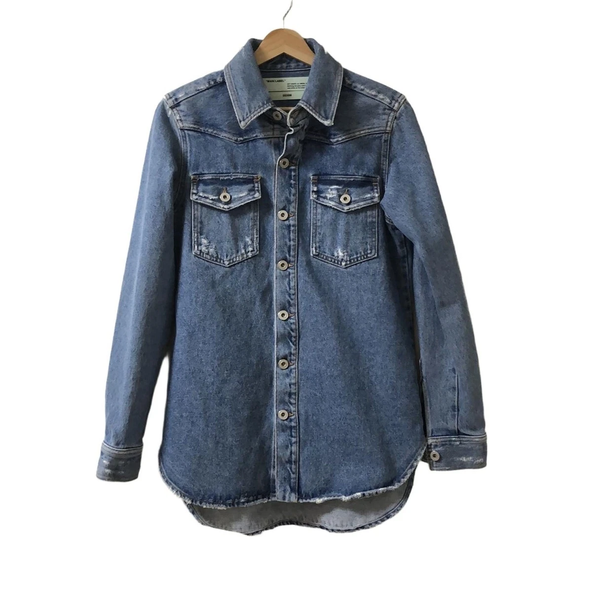 Auth Off White Giacca leggera multi donna blu panna