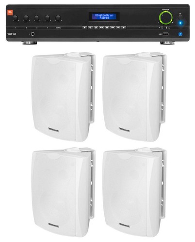 JBL VMA160 Commercial/Restaurant 70v Mixer/Amplifier+(4) White Wall Speakers JBL VMA160 Commercial/Restaurant 70v Mixer/Amplifier+(4) White Wall Speakers