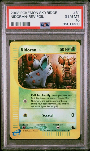 Pokemon Nidoran Reverse Holo Skyridge 81/144 PSA 10 Gem Mint