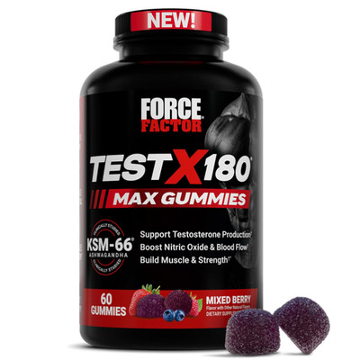 Force Factor Test X180 Max Gummies, Testosterone Booster Supplement for Men