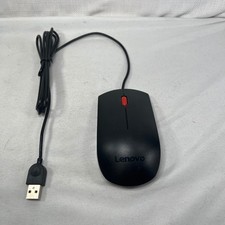 Lenovo Essential Wired Optical Mouse Black with Red Scroll Wheel USB