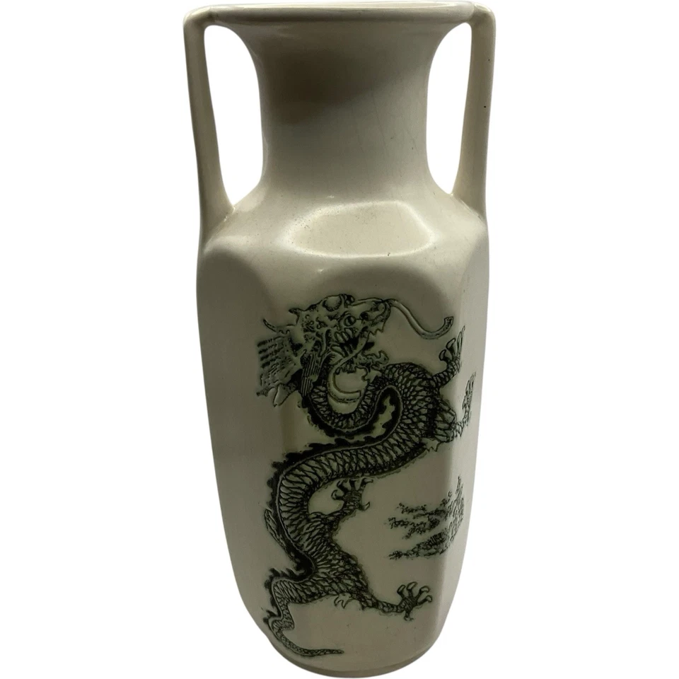 Vintage Kingston Pottery Hull Vase Dragon Design Twin Handles 1970s Retro 28cm - Image 3 of 4