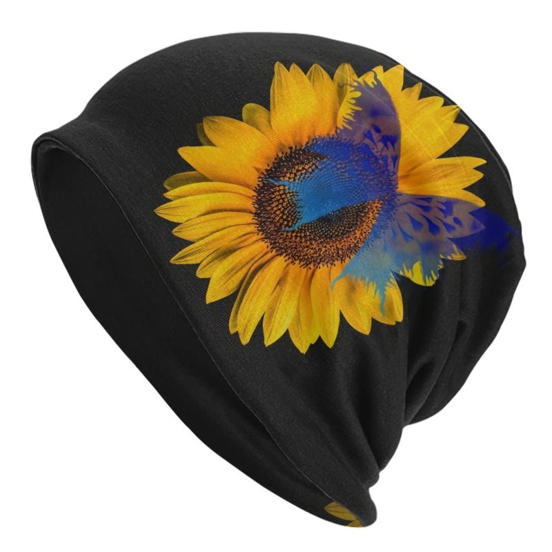 Sunflower Slouchy Knit Beanie Skull Cap for Skiing  