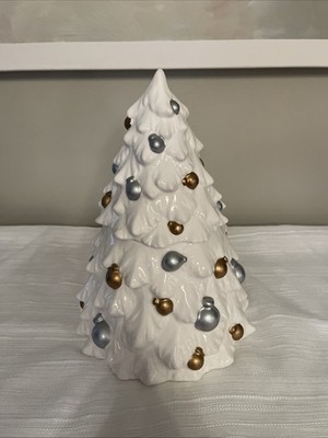 VTG Cheryl s Cookie Jar Christmas Tree W/Silver & Gold Ornaments