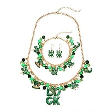 MOLOCH St.Patrick's Day Jewelry Set for Women Green Leaf Pendant Necklace LUCK
