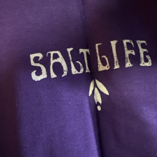 T-shirt Salt Life grande viola manica corta collo scoop spiaggia nuova con etichetta surf oceano - Foto 2 di 6