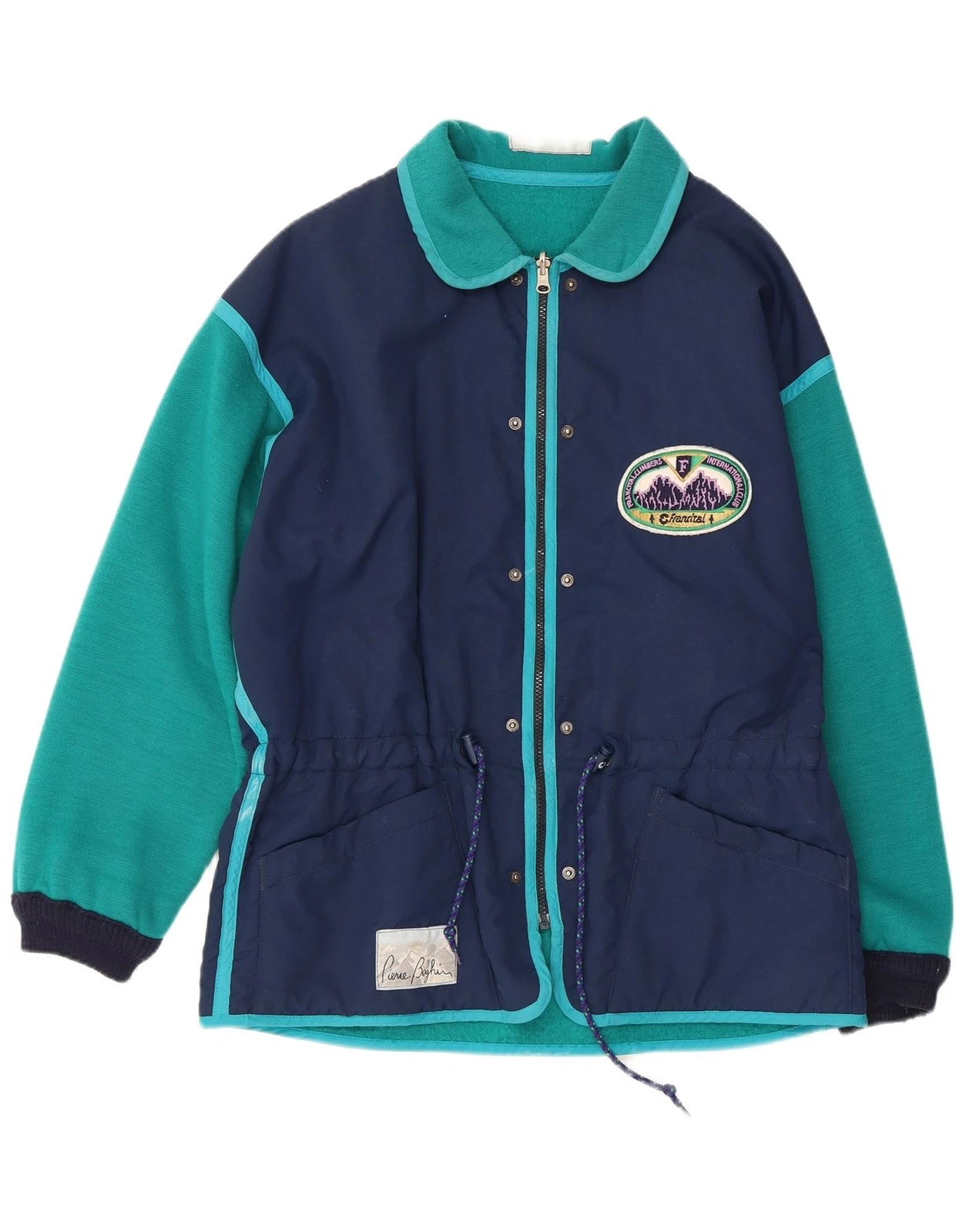 Vintage Mens Windbreaker Jacket UK 42 XL Navy Blue Colourblock Polyester CD01