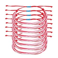 8Pcs Braided Rope Bracelet for Birthday Friendship, White/Pink/Red