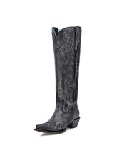 Corral Western Boots Womens Snip Floral Embroidery Black Bone A4788
