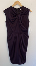 Carmen Marc Valvo Cocktail Career Plum Sheath Sleeveless Dress 37042 Size 6 NWT