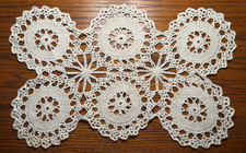 Vintage Hand Crochet Cotton Table Runner Dresser Doily 17.5" x 10.5"