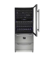 Capraia 30 in. Triple Zone 144/200 Bottles-Cans Freestanding Wine Cooler w/ Comp