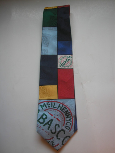 Tabasco Pepper Hot Sauce Red Yellow McIlhenny Co Silk Geometric Necktie Rare