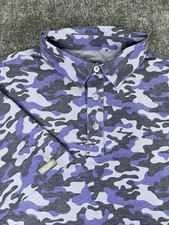 Straight Down Performance Polo Shirt Mens Large Purple Camo Golf Stretch No Logo