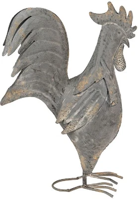 Clayre & Eef 6Y5611 Dekoration Hahn Metall Grau 30x14x40 cm - Bild 1 von 4