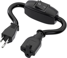 Heavy Duty On/Off Switch Extension Cord 12-AWG 15A Male to Female, Black 