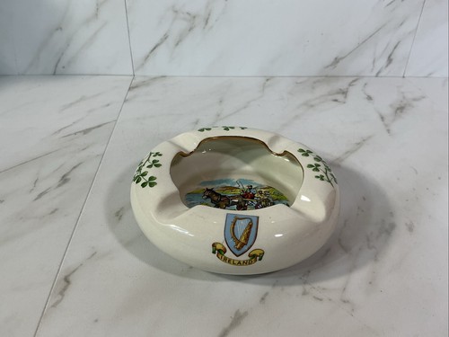 Cenicero de porcelana Arklow vintage ~ República de Irlanda ~ arpa escénica tréboles - Imagen 10 de 18