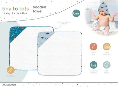 Baby Kapuzenhandtuch 75 x 75 cm Tiny to Tots 100% Baumwolle Frottee saugfähig 0M+ Babys