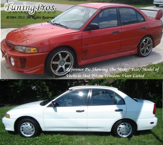 Mitsubishi Mirage 1997 1998 1999 2000 2001 4D DE ES LS 4pc Wind Deflector Visors - Image 4 of 4