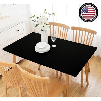 Classic Stretch Table Cover - Black Spandex Fitted Design for Events 72x42 Inch