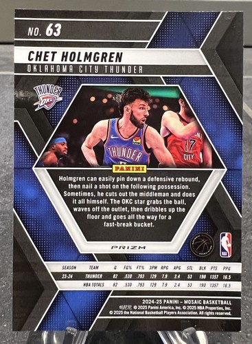 2024-25 Panini Mosaic Chet Holmgren Genesis #63 Case Hit SSP Thunder - Picture 2 of 2