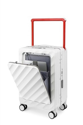 Luggage Wide Handle Carry On Suitcase 20 Inch Aluminum PC Hardside TSA  White