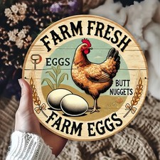 Farm Fresh Eggs Tin Metal Signs Home D cor 8x8 Aluminum Rustic Wall Art for Caf