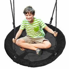 SereneLife Outdoor Hanging Spinner Flying Saucer Tree Swing w/ Cushion Padding